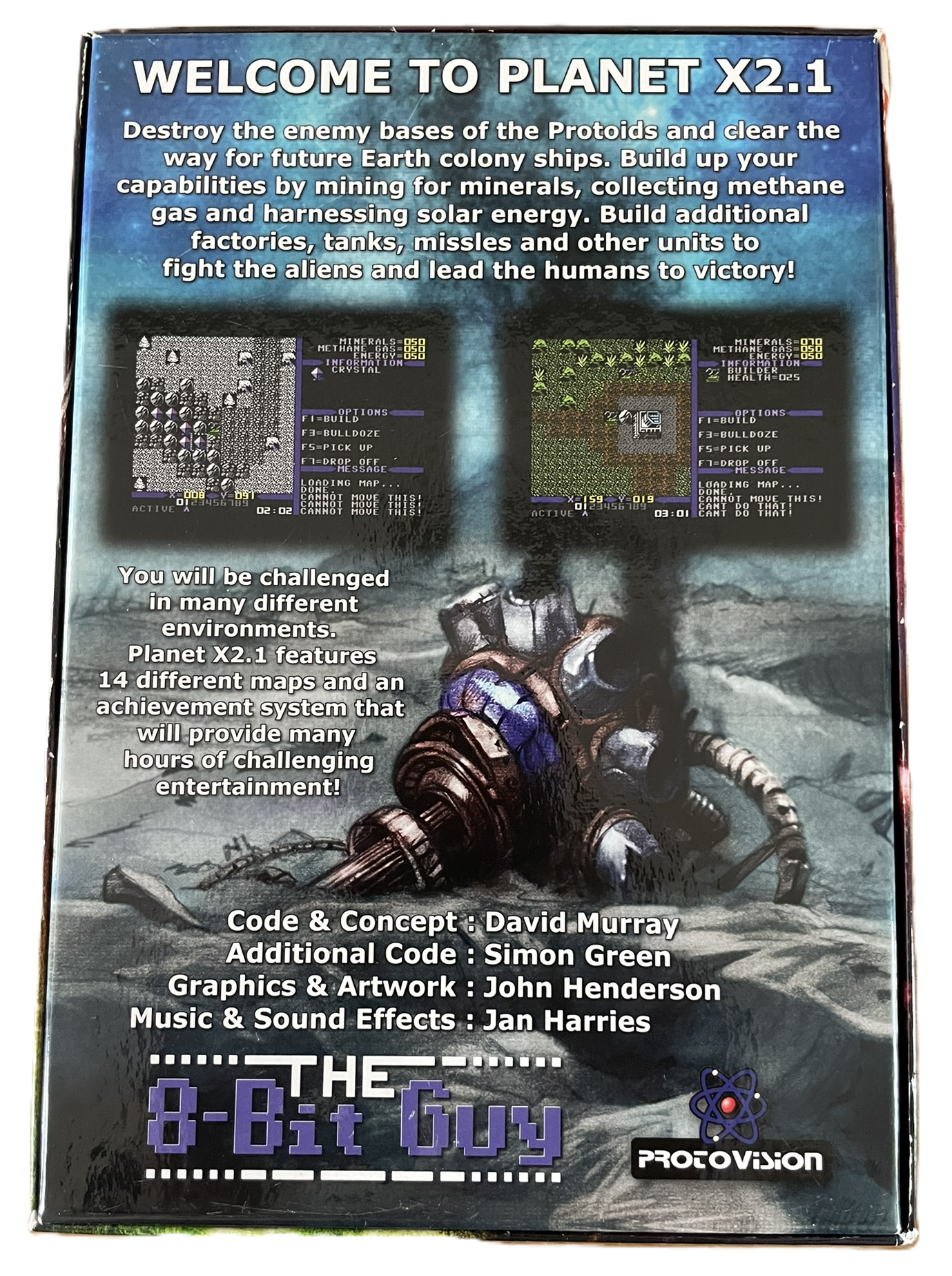 commodore 64 planet x 8 bit guy cartridge box back