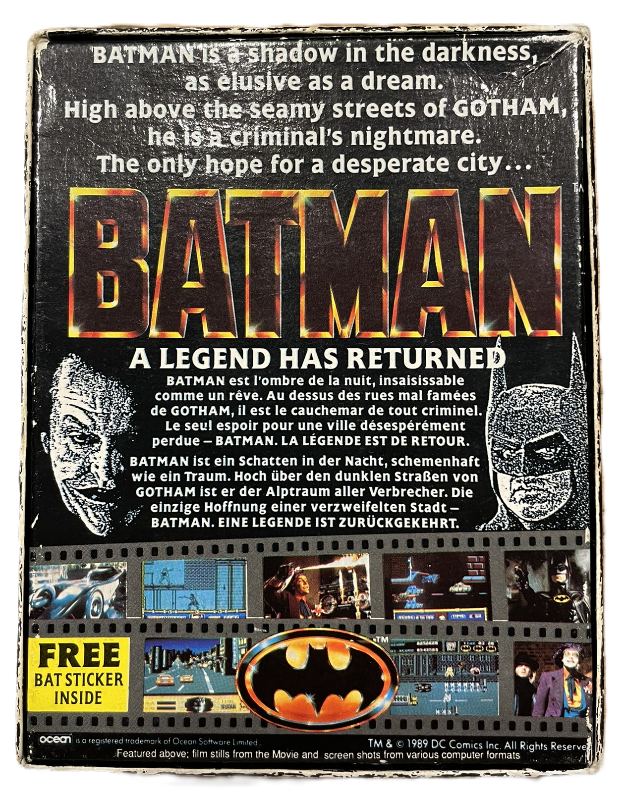 commodore64 ocean batman tape boxed back